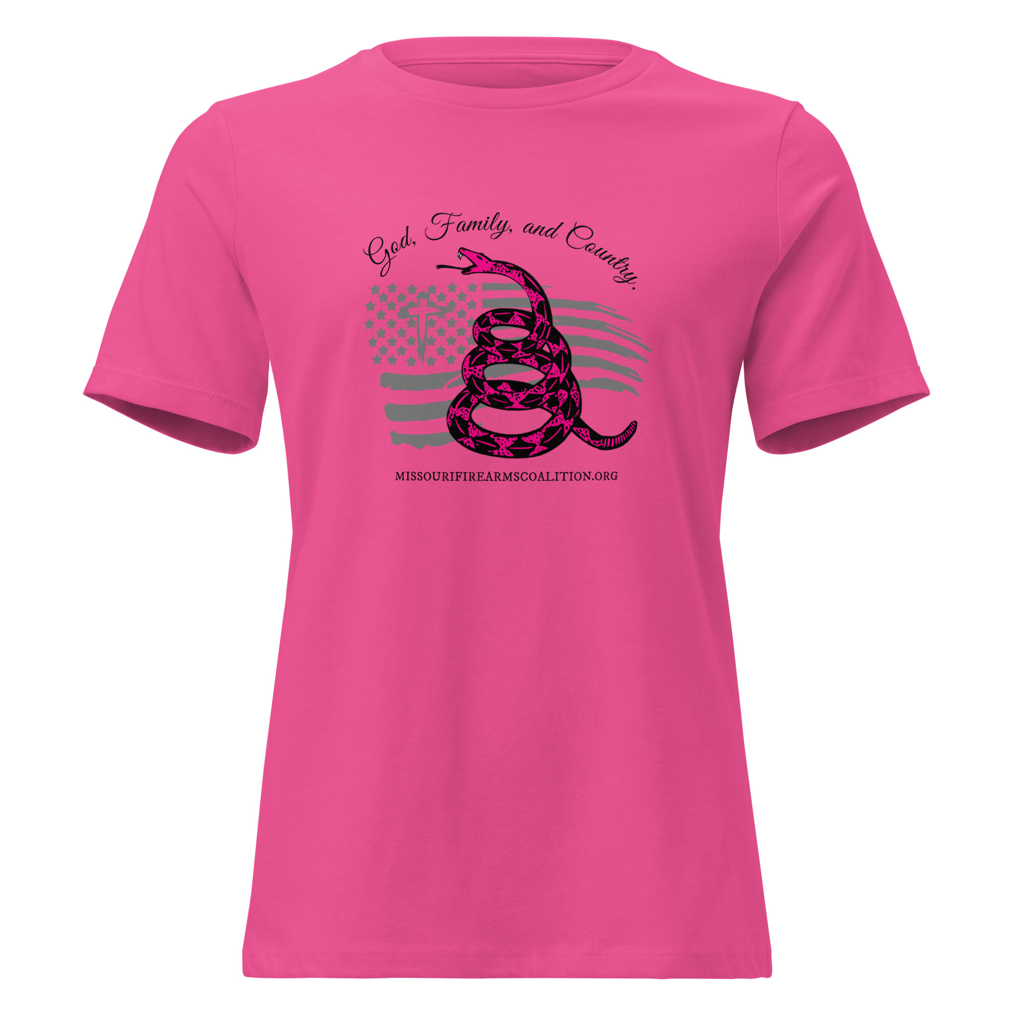 Supersoft – Short Sleeve – Women’s – Black Text – God, Family and Country - Image 2