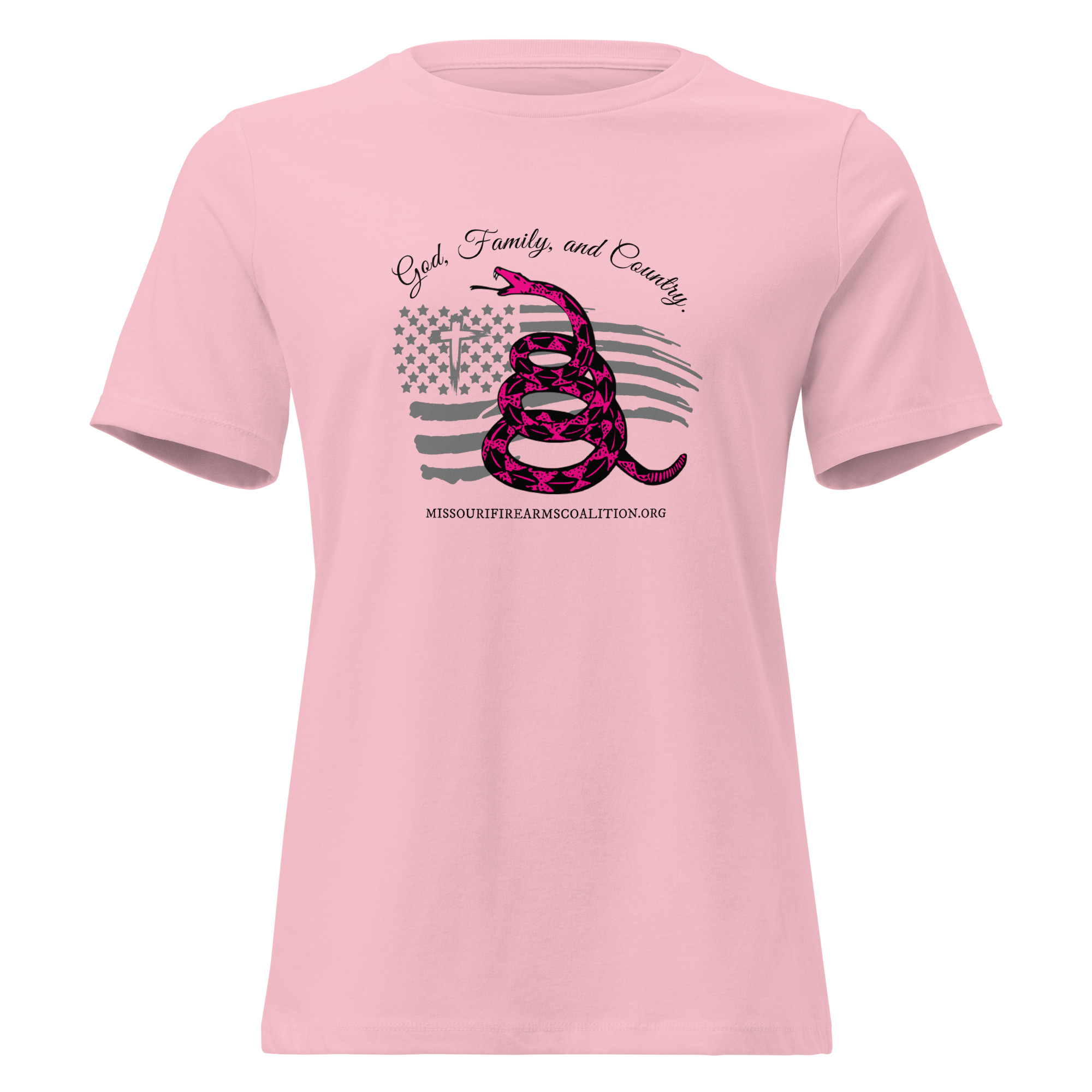 Supersoft – Short Sleeve – Women’s – Black Text – God, Family and Country
